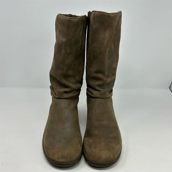 KEEN Akita Light Brown Leather Pull-On Wedge Mid-Calf Pull On Boots Size 8.5 - Picture 5 of 12